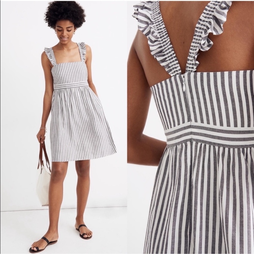 Madewell Striped Ruffle Strap Empire Dress